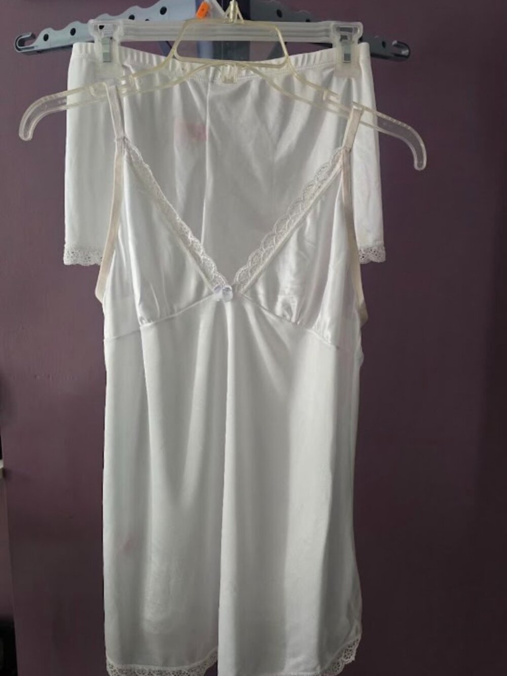 Sultry White Satin Lace Cami & Shorts Pajama Set Sleepwear X Large